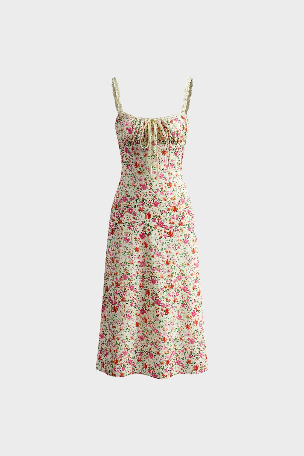 Summer Dress for Women Midi Dress with Floral Pattern and Straps