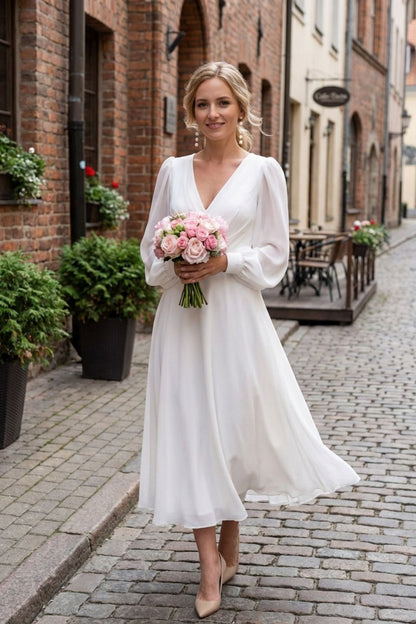 Women's Long-Sleeve Midi | V-Neck