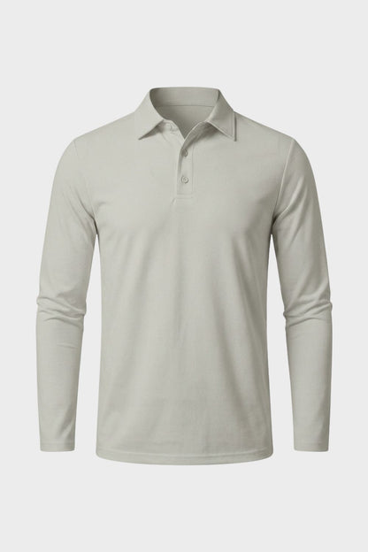 Men's Long Sleeve Polo Shirt with Button Placket