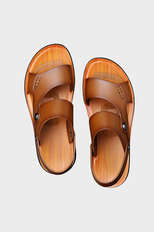 Men's Leather Sandals with Adjustable Strap