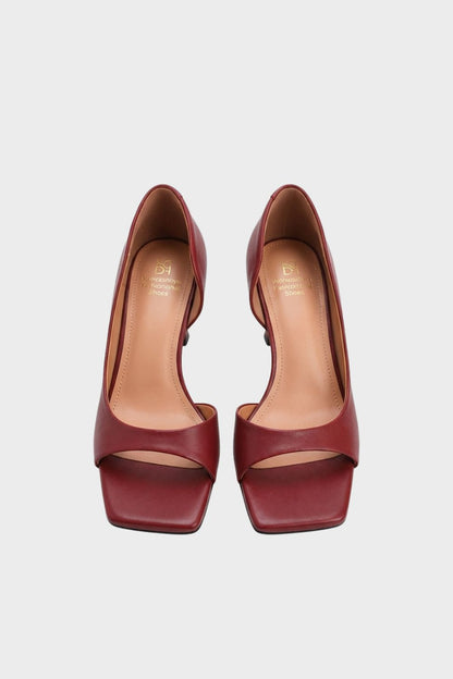 Women's Leather High Heels with Square Toe
