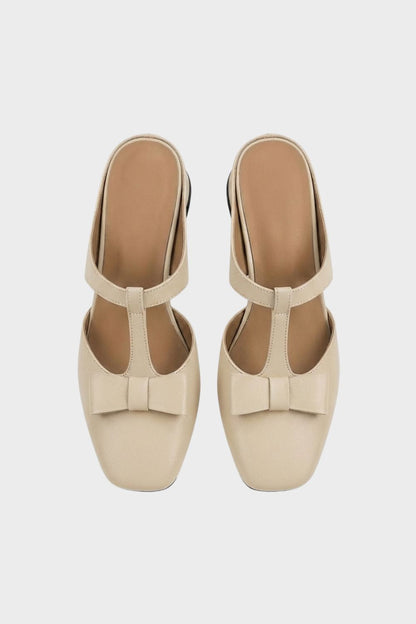 Women's Mary Jane Pumps with Bow and Square Toe