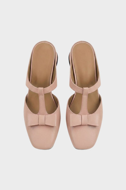 Women's Mary Jane Pumps with Bow and Square Toe