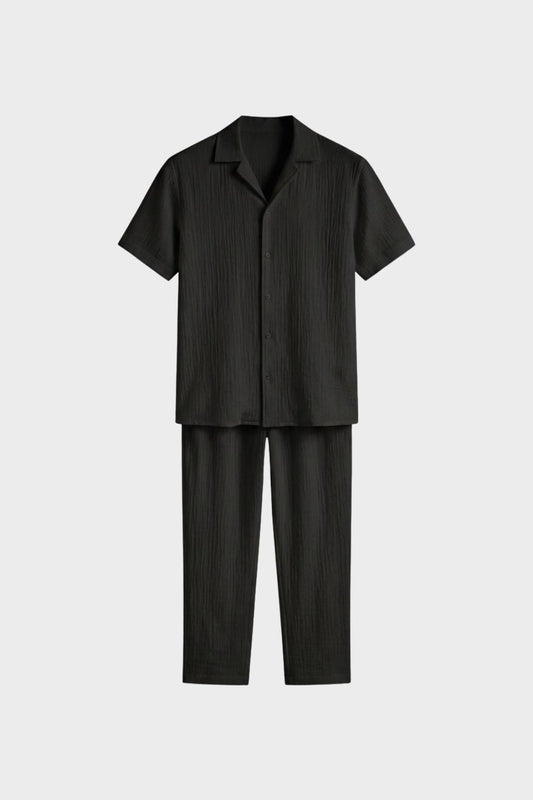 Men's Cotton Pyjama Set with Short Sleeve Shirt