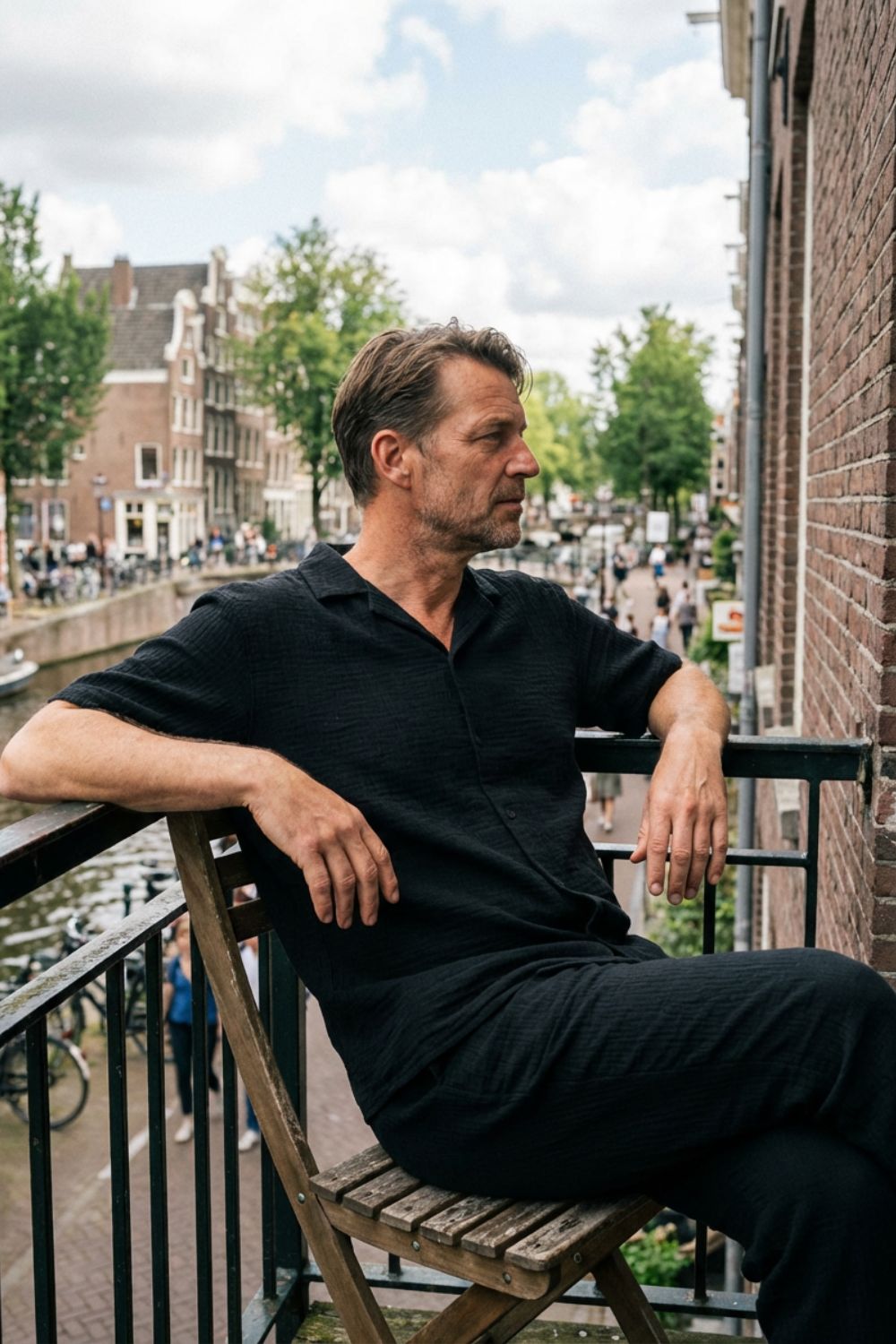 Men's Cotton Pyjama Set with Short Sleeve Shirt