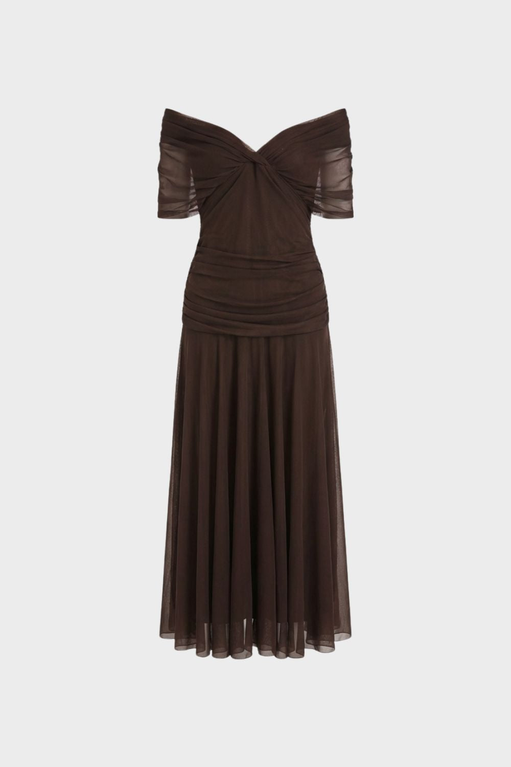 Women's Chiffon Evening Dress with Off-Shoulder Neckline