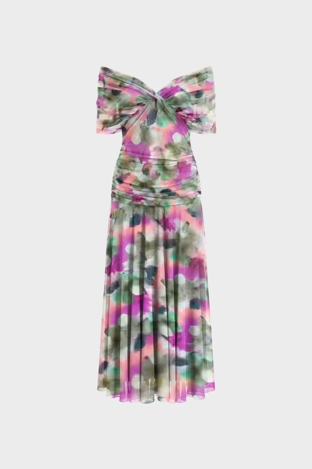Women's Chiffon Evening Dress with Off-Shoulder Neckline