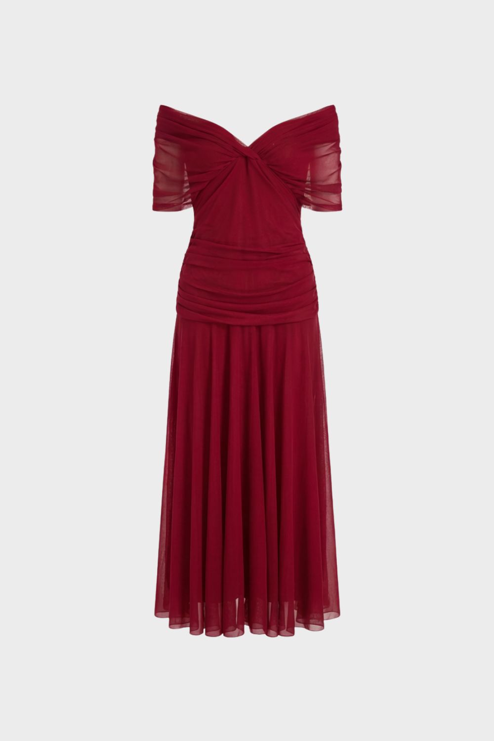 Women's Chiffon Evening Dress with Off-Shoulder Neckline