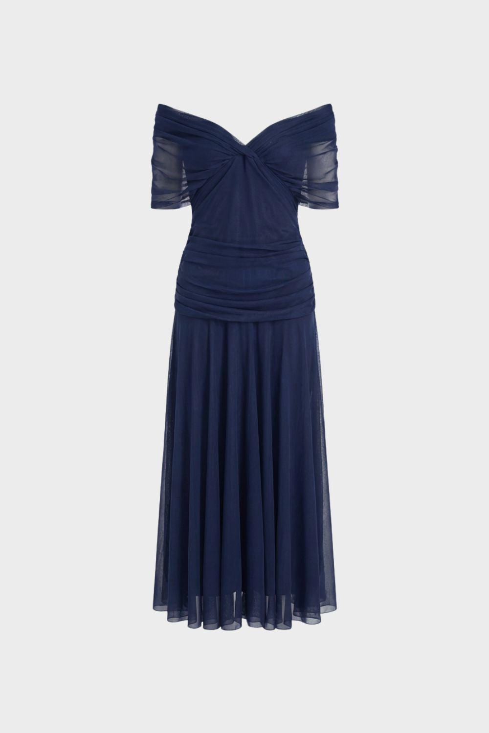 Women's Chiffon Evening Dress with Off-Shoulder Neckline