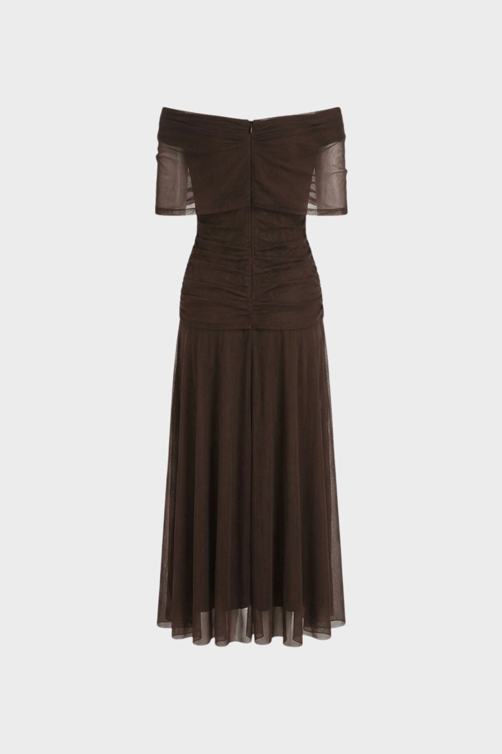 Women's Chiffon Evening Dress with Off-Shoulder Neckline
