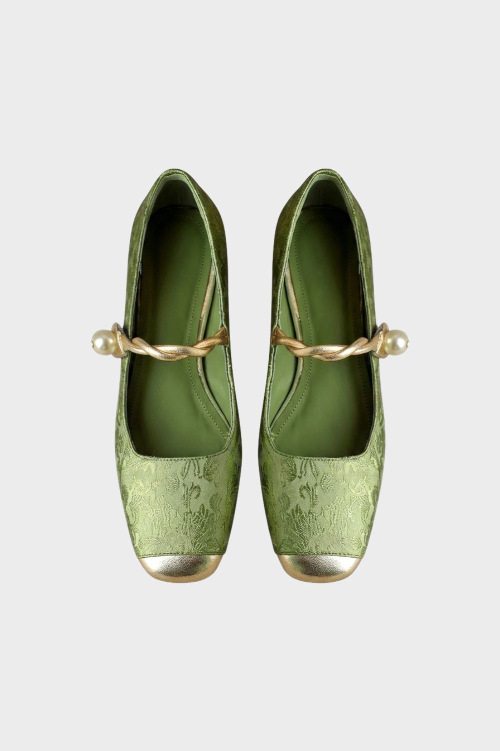 Women's Mary Jane Ballet Flats with Pearl Strap