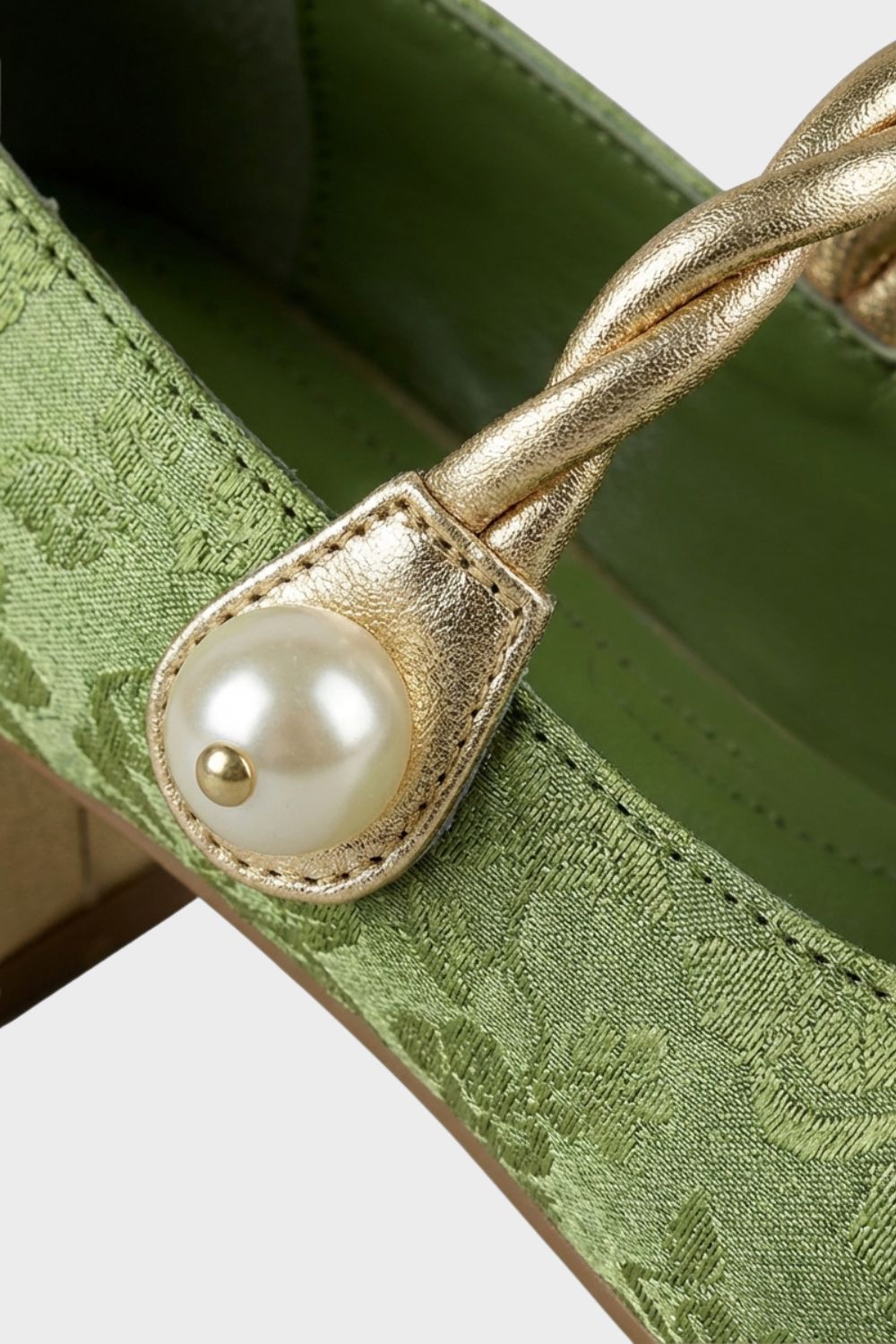 Women's Mary Jane Ballet Flats with Pearl Strap