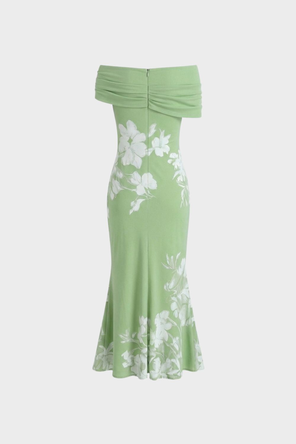 Women's Off-Shoulder Maxi Dress with Floral Print – Figure-Hugging