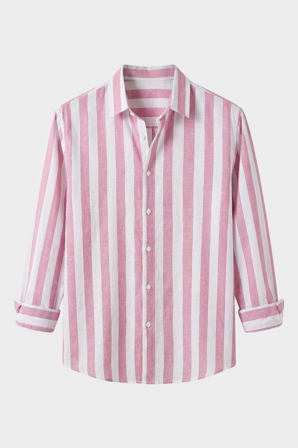 Men's Long Sleeve Shirt with Stripes and Kent Collar