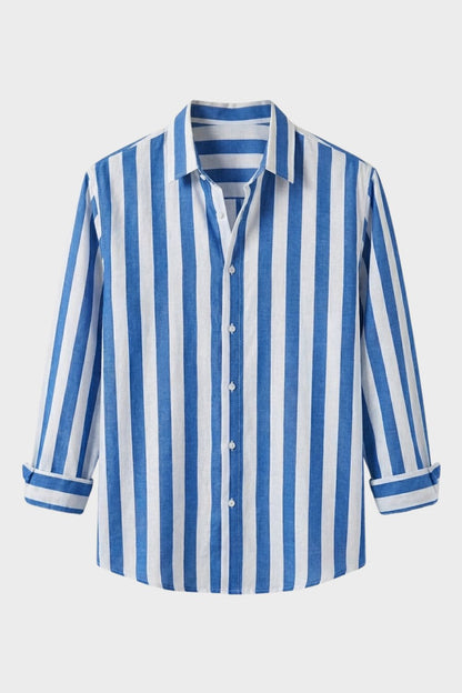 Men's Long Sleeve Shirt with Stripes and Kent Collar