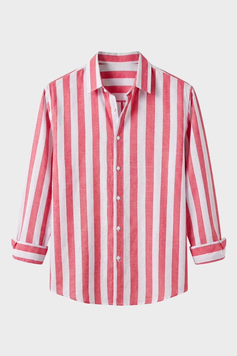 Men's Long Sleeve Shirt with Stripes and Kent Collar