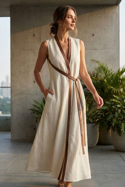 Women's Contrast-Trim Maxi | V-Neck