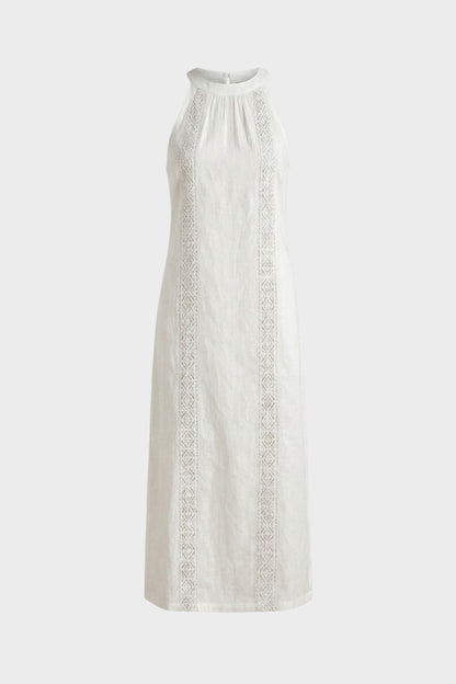 Women's Lace-Trim Linen Maxi | Slit