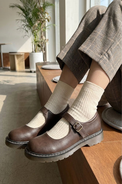 Women's Ballerinas Shoes with Strap and Buckle