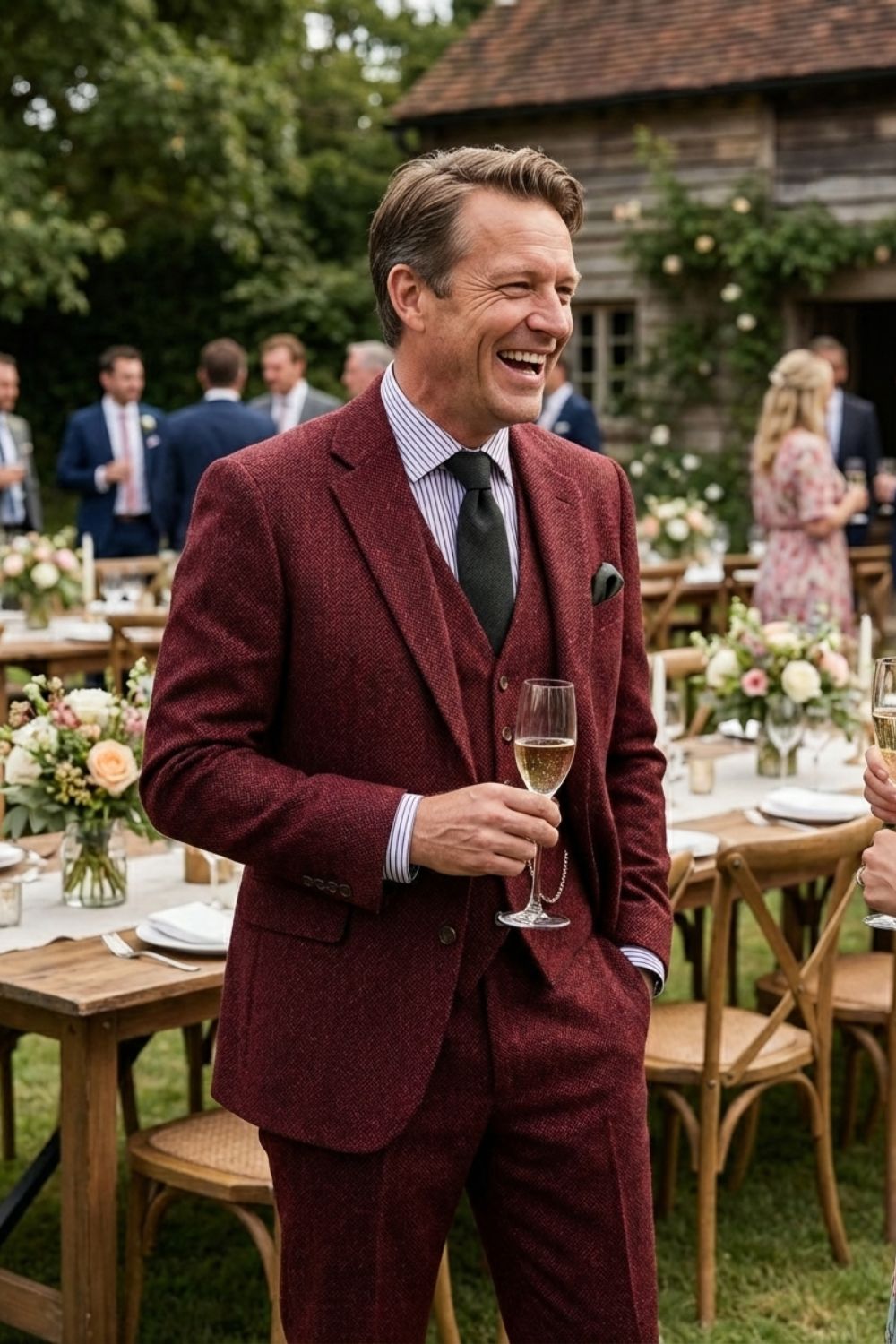 Men's Three-Piece Suit with Waistcoat Slim Fit