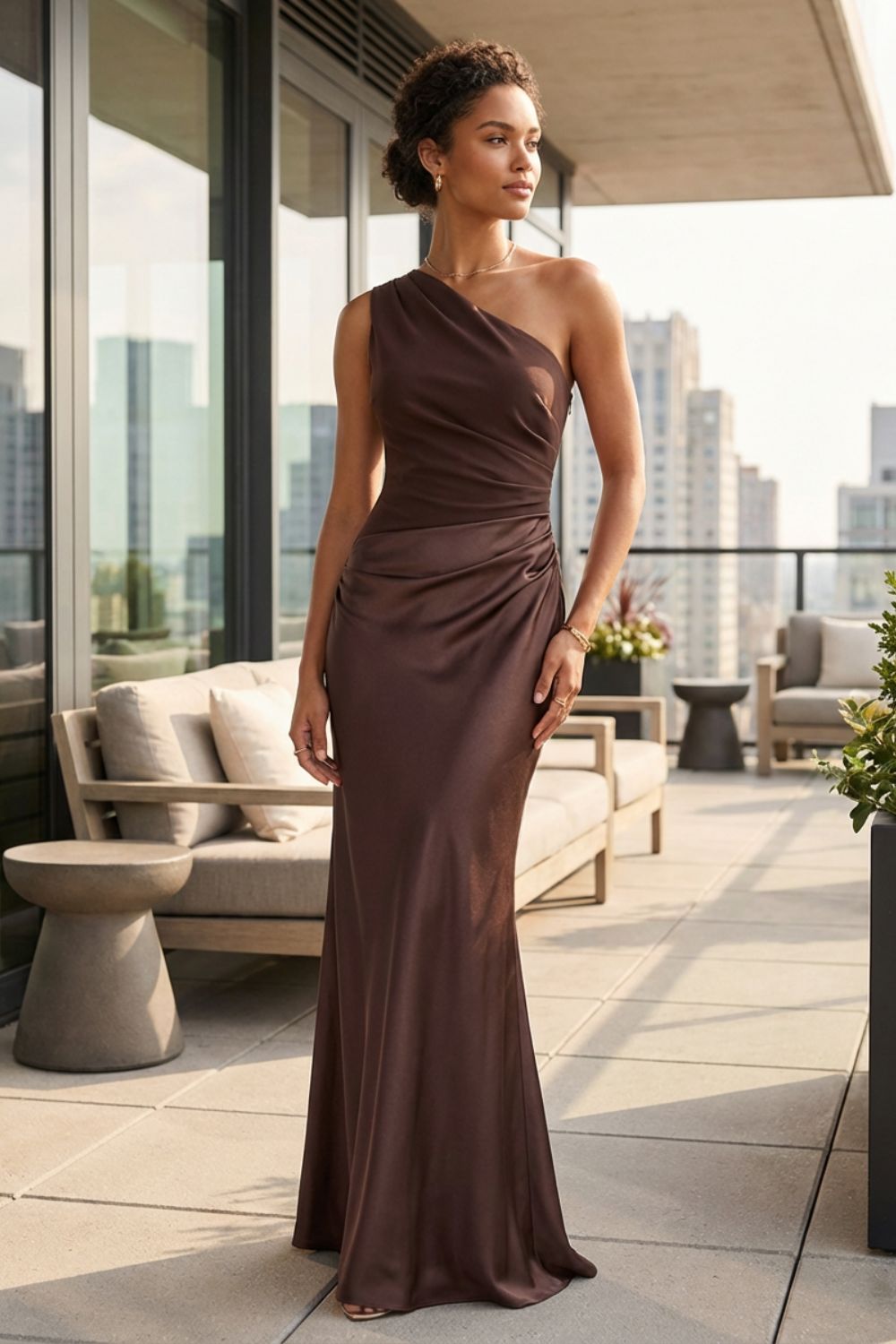 Women's One-Shoulder Maxi | Satin