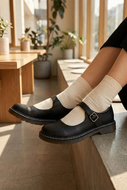 Women's Ballerinas Shoes with Strap and Buckle