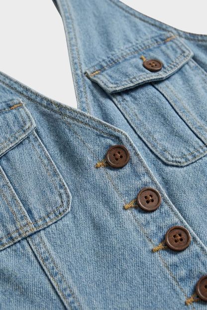 Women's Denim Jumpsuit | Wide-Leg