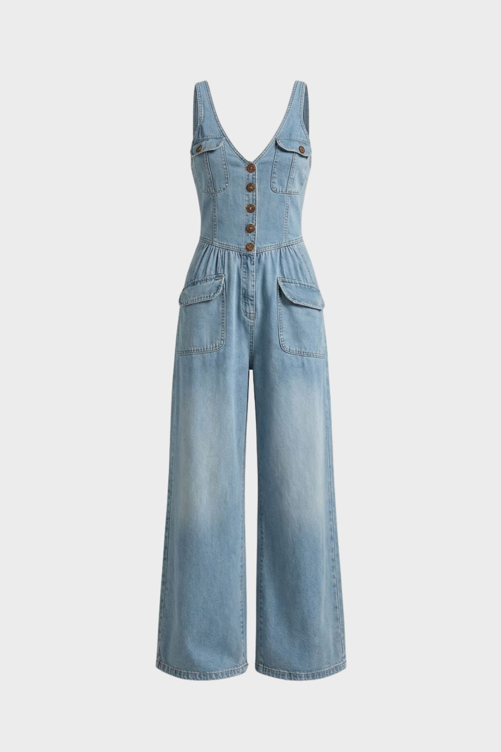 Women's Denim Jumpsuit | Wide-Leg