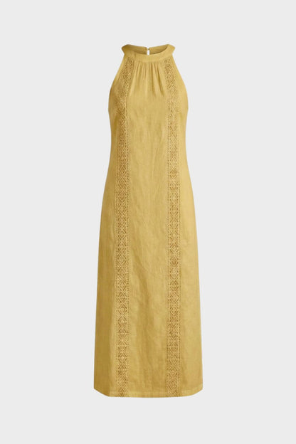 Women's Lace-Trim Linen Maxi | Slit