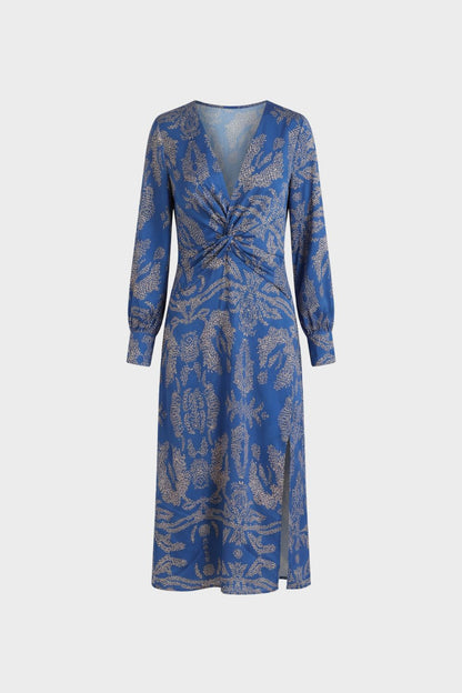 Midi Dress for Women in Wrap Style with V-Neck