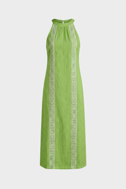 Women's Lace-Trim Linen Maxi | Slit