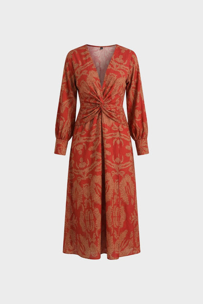 Midi Dress for Women in Wrap Style with V-Neck