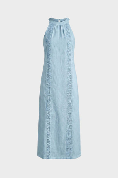 Women's Lace-Trim Linen Maxi | Slit