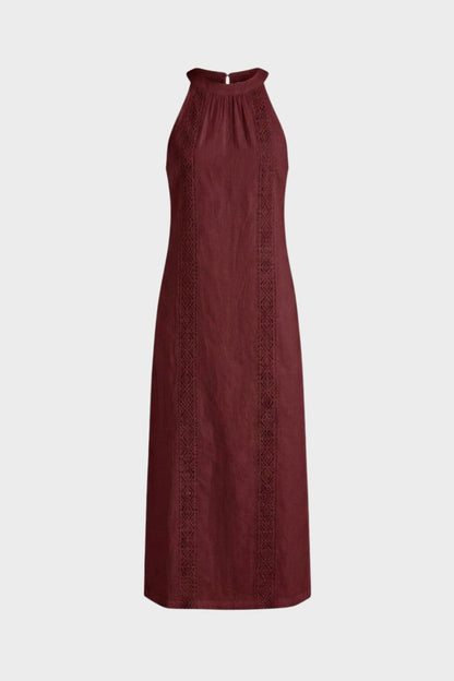Women's Lace-Trim Linen Maxi | Slit