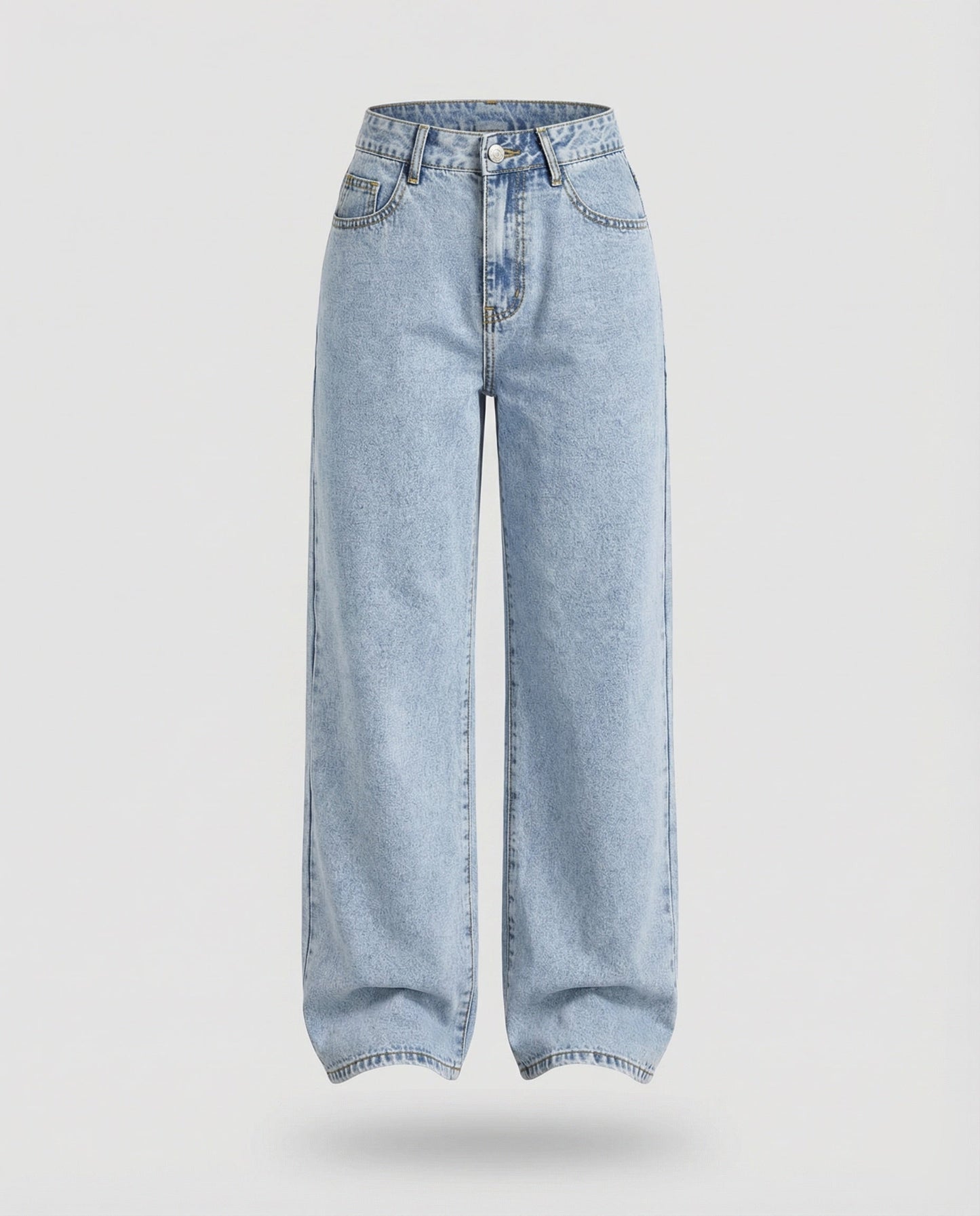 Women's high waist wide leg jeans in blue vintage wash with five-pocket flare denim styling – 5