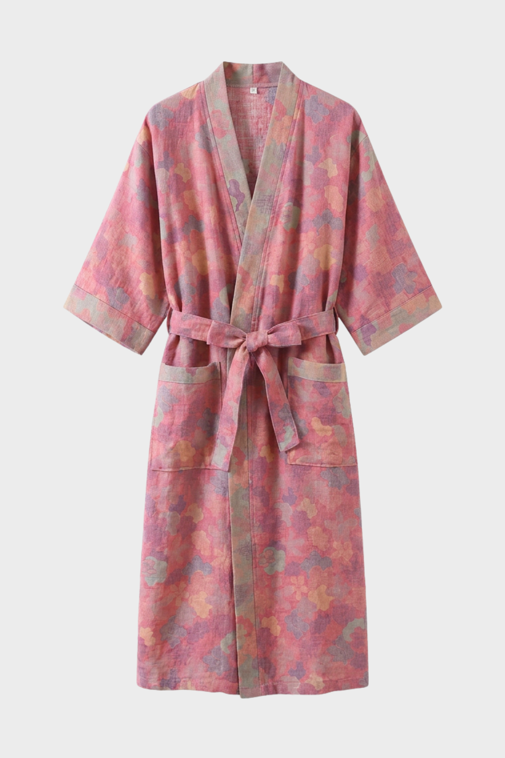 Kimono Women's Bathrobe with Belt and Pattern Knee-Length