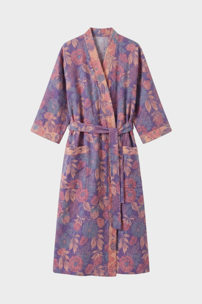 Kimono Women's Bathrobe with Belt and Pattern Knee-Length