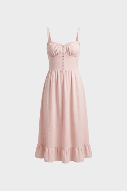 Summer Dress for Women Midi Dress with Straps and Gathering