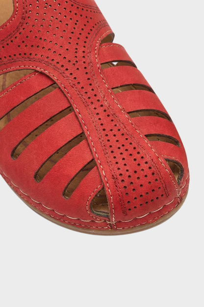 Women's Sandals with Velcro Fastening and Perforated Design