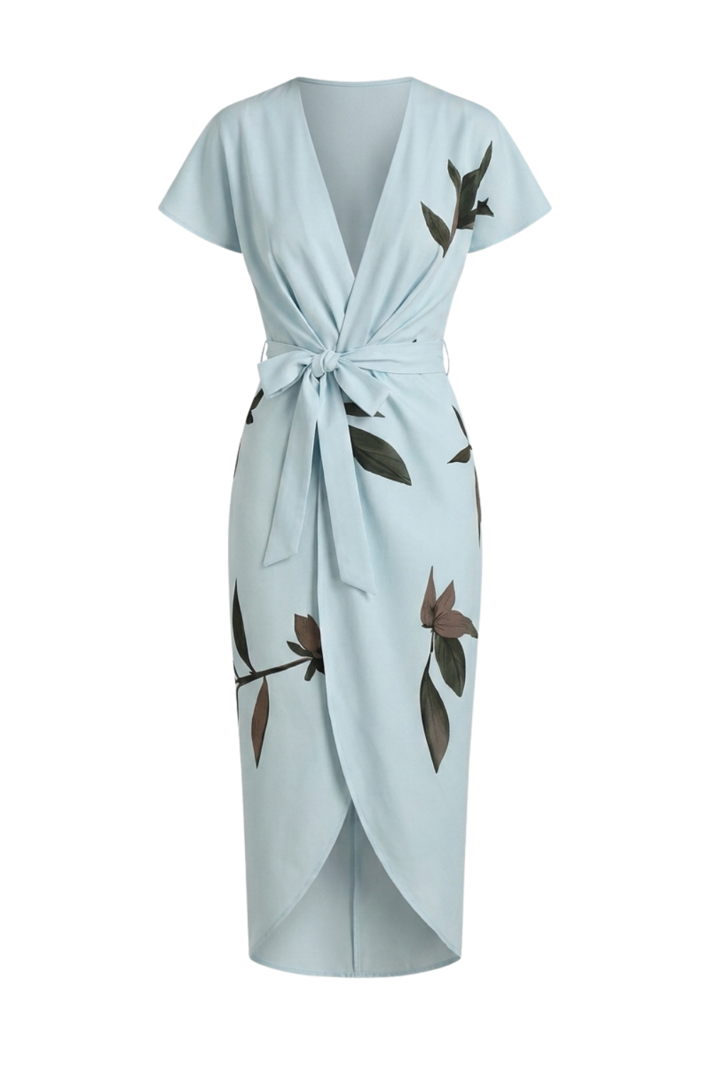 Women's Wrap Midi Dress | Leaf Print
