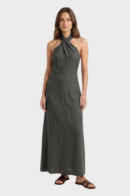 Women's Cross-Halter Maxi | Linen-Look