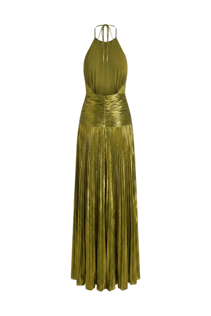 Women's Metallic Halter Maxi | Slit
