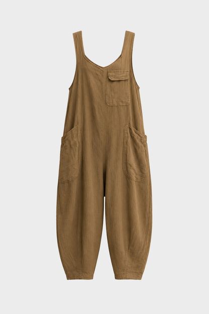 Women's Linen-Look Jumpsuit | Loose