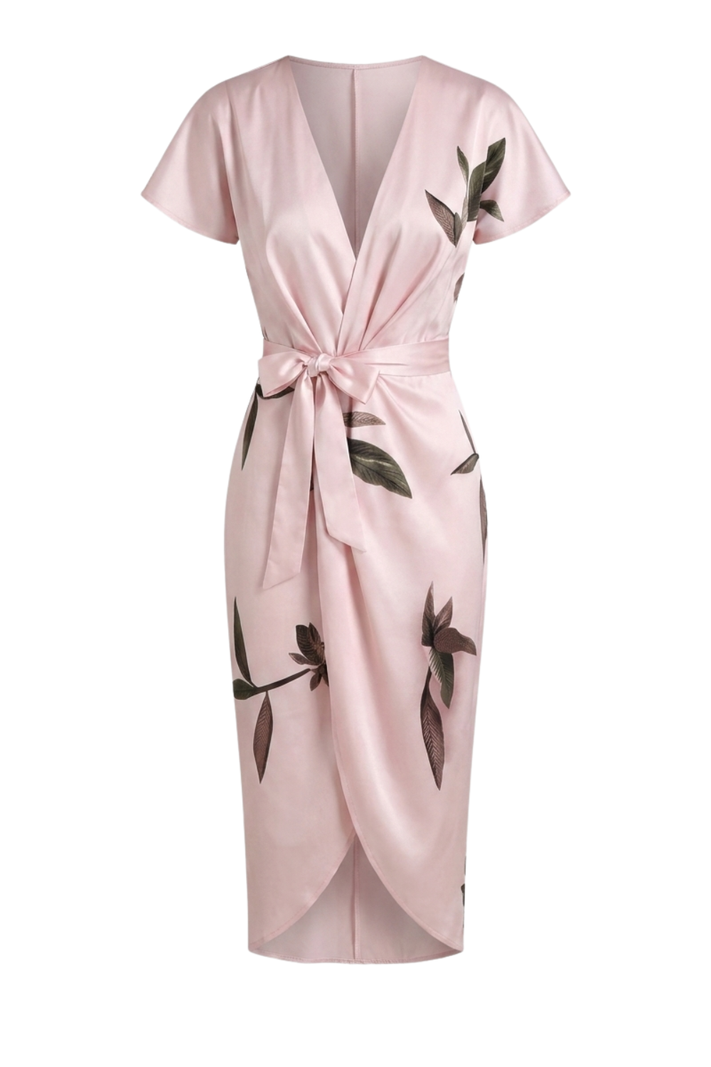 Women's Wrap Midi Dress | Leaf Print