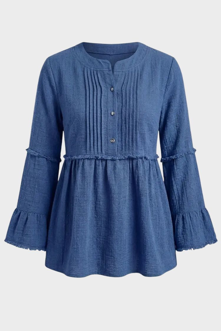 Women's Peplum Blouse | Frayed Sleeves
