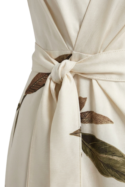 Women's Wrap Midi Dress | Leaf Print