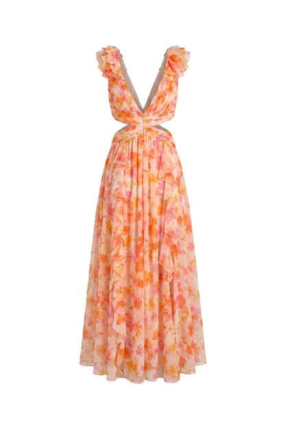 Women's Floral Maxi Dress | Cut-Out