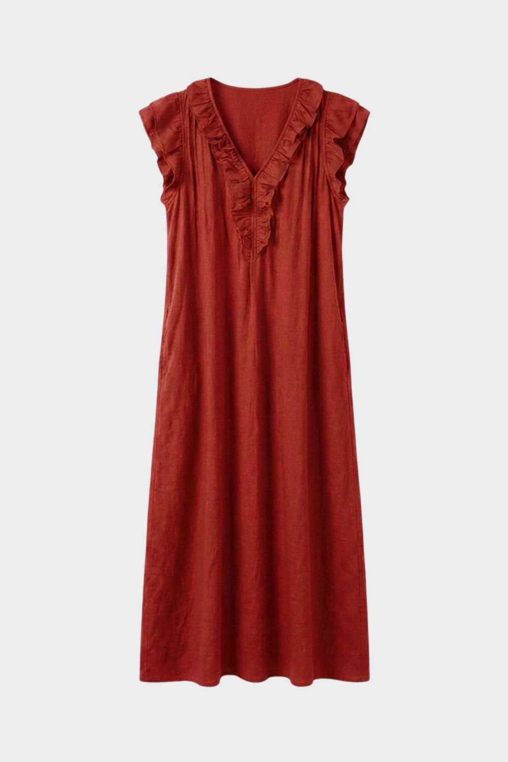 Women's Linen-Look Maxi Dress | Ruffle