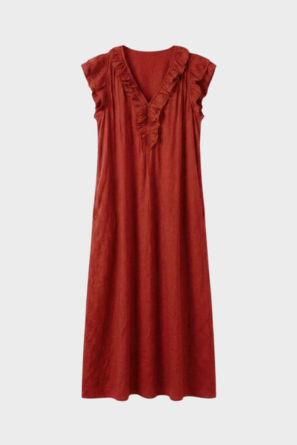 Women's Linen-Look Maxi Dress | Ruffle