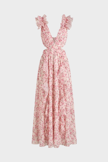 Women's Floral Maxi Dress | Cut-Out